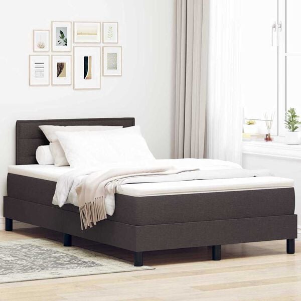 vidaXL Boxspringbett mit Matratze Dunkelbraun 120 x 190 cm Stoff