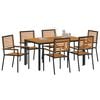 vidaXL Garten Essgruppe 7 pcs Schwarz Poly-Rattan