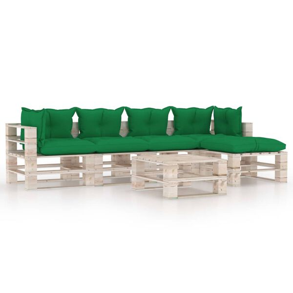 vidaXL 6-tlg. Garten-Lounge-Set aus Paletten mit Kissen Kiefernholz