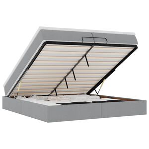 vidaXL Ottoman-Bett mit Matratzen Hellgrau 200x200 cm Stoff