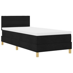 vidaXL LED Boxspringbett mit Kopfteil Schwarz 90 x 190 cm Stoff