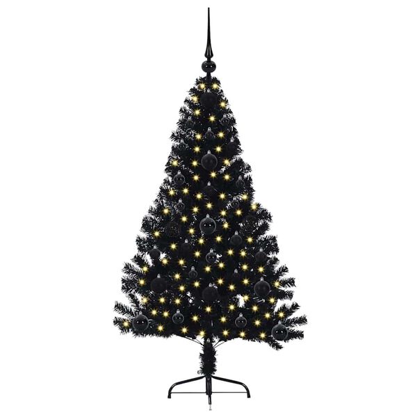vidaXL Künstlicher vorbeleuchteter Weihnachtsbaum Schwarz 120 cm PVC