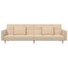 vidaXL Schlafsofa 2-Sitzer mit 2 Kissen & Hocker Creme Stoff