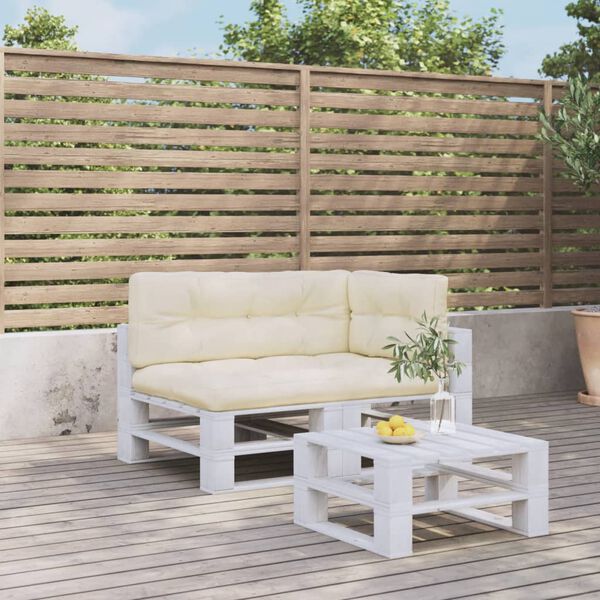 vidaXL Palettenkissen 3-tlg. Creme Stoff
