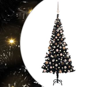 vidaXL K&uuml;nstlicher Weihnachtsbaum Beleuchtung & Kugeln Schwarz 120 cm