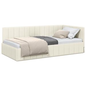 vidaXL Eckbettgestell mit Kopfteil Creme 90 cm x 190 cm Samt