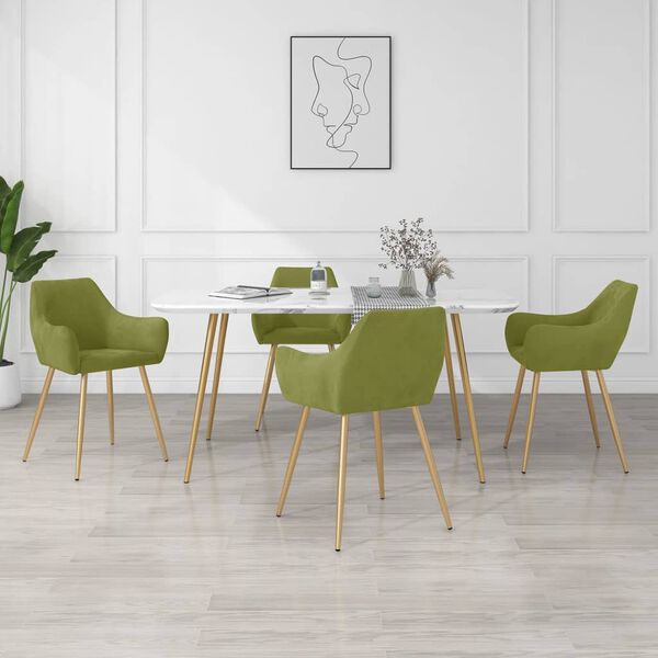 vidaXL Esszimmerst&uuml;hle 4 Stk. Hellgr&uuml;n Samt