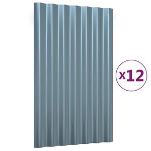 vidaXL Dachpaneele 12 Stk. Verzinkter Stahl Grau 60x36 cm