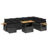 vidaXL 9-tlg. Garten-Sofagarnitur mit Kissen Schwarz Poly Rattan