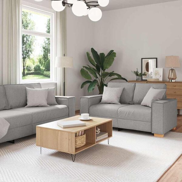 vidaXL 2-teiliges Sofa-Set mit Kissen, wolkengrauer Stoff