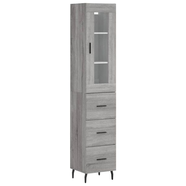 vidaXL Highboard Grau Sonoma 34,5x34x180 cm Holzwerkstoff