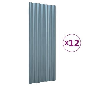 vidaXL Dachpaneele 12 Stk. Verzinkter Stahl Grau 100x36 cm
