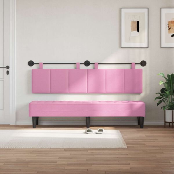 vidaXL H&auml;ngevorderseite Wandmontiert Rosa 190 x 55 x 5 cm Stoff