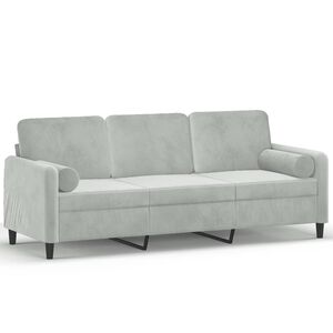 vidaXL 3-Sitzer-Sofa mit Zierkissen Hellgrau 180 cm Samt