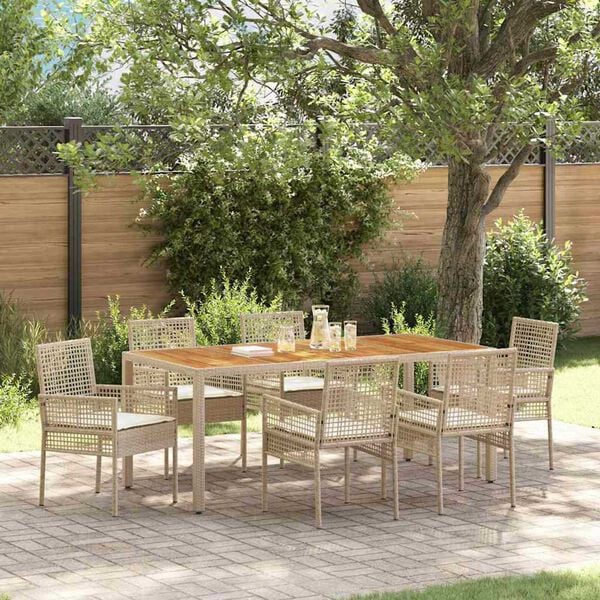 vidaXL Garten Essgruppe 7 pcs Beige Poly-Rattan