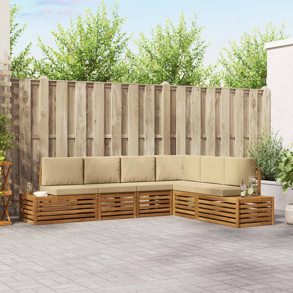 vidaXL Outdoor-Sofagarnitur mit Kissen 6 St&uuml;ck Natur und Beige