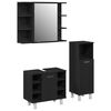vidaXL Badezimmerm&ouml;bel-Set mit Regal 3 pcs Schwarz 30 x 30 x 99,5 cm
