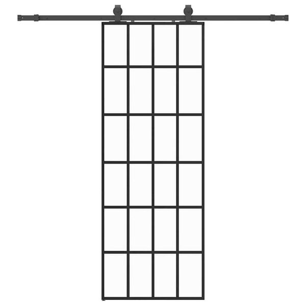 vidaXL Schiebet&uuml;r mit Beschlag Schwarz 76x205 cm ESG-Glas