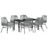 vidaXL Garten Essgruppe mit Kissen 7 pcs Grau Poly-Rattan