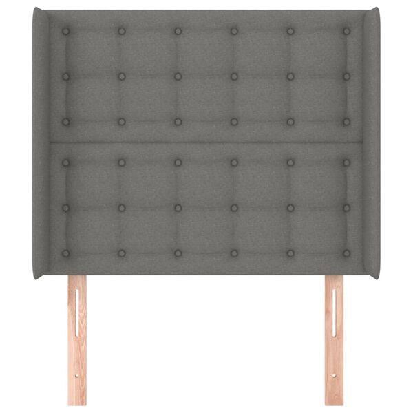 vidaXL Kopfteil mit Ohren Dunkelgrau 103x16x118/128 cm Stoff