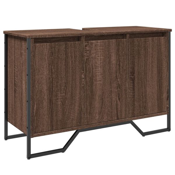 vidaXL Waschbeckenunterschrank Braun Eichen-Optik 91x35x60 cm