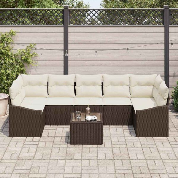 vidaXL Sofa Set mit Kissen Braun und Creme 55 x 55 x 37 cm Poly Rattan
