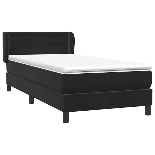 vidaXL Boxspringbett mit Matratze Schwarz 90x210 cm Samt