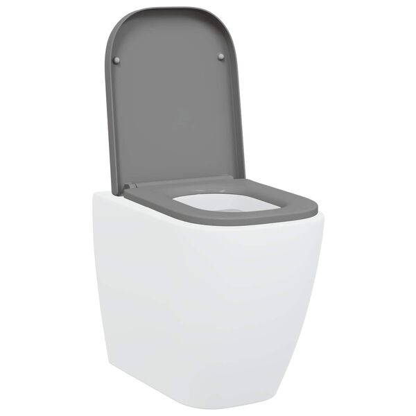vidaXL Schnellverschluss-WC-Sitz Grau 44,5 x 35 x 3,6 cm Duroplast