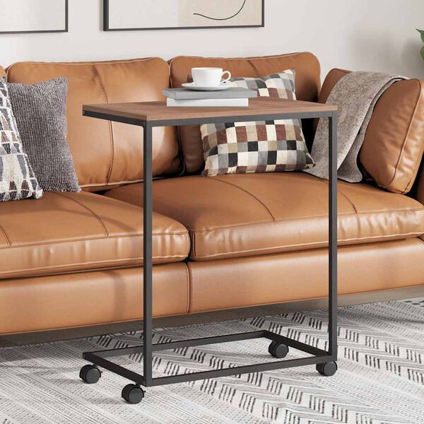 vidaXL Beistelltisch mit Rollen Schwarz 55x35x70 cm Holzwerkstoff