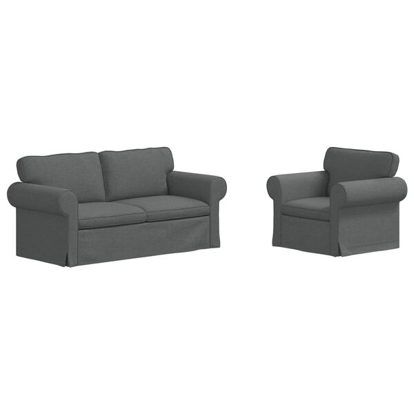 vidaXL Sofa 2 pcs Dunkelgrau