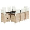 vidaXL 9-tlg. Garten-Bistro-Set mit Kissen Beige Poly Rattan