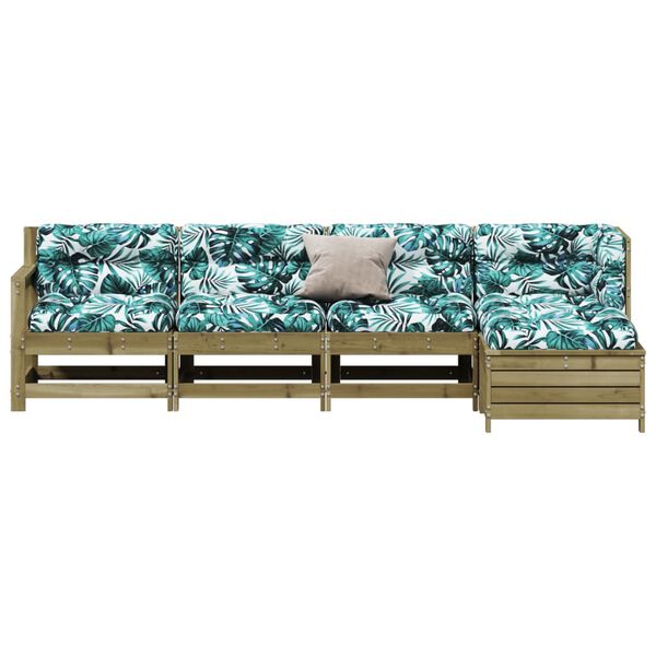 vidaXL 5-tlg. Garten-Lounge-Set mit Kissen Impr&auml;gniertes Kiefernholz