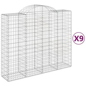 vidaXL Gabionen mit Hochbogen 9 Stk. 200x50x160/180cm Verzinktes Eisen
