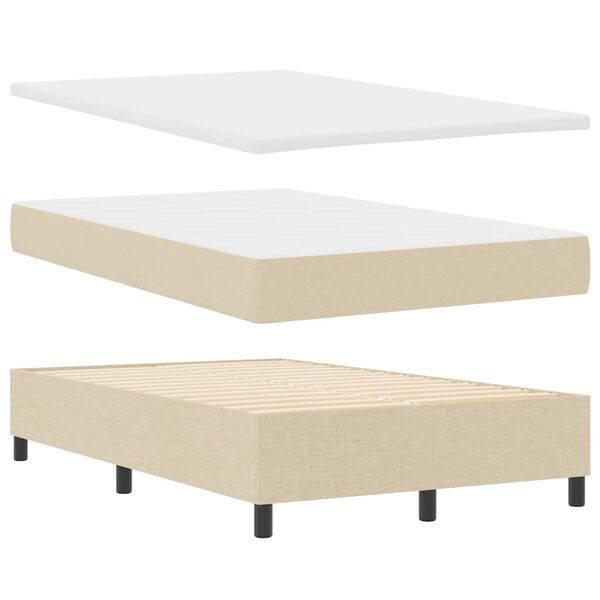 vidaXL Boxspringbett mit Matratze Creme 120 x 190 cm Stoff