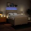 vidaXL Boxspringbett mit Matratze Creme 160x200 cm Stoff