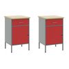 vidaXL Werkbank mit Schubladen 5 pcs Rot Ingenieure Holz und Stahl