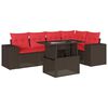 vidaXL 6-teiliges Gartensofa-Set mit Kissen, braun, Polyrattan