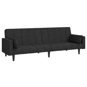 vidaXL Schlafsofa 2-Sitzer mit 2 Kissen Schwarz Stoff