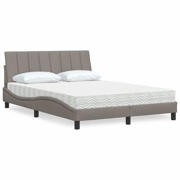 vidaXL Bett mit Matratze "Hanko" Taupe 120x200 cm Stoff