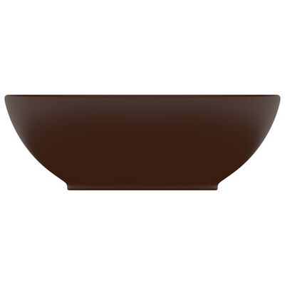vidaXL Luxuriöses Ovales Waschbecken Matt Dunkelbraun 40x33 cm Keramik