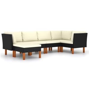 vidaXL 6-tlg. Garten-Lounge-Set mit Kissen Poly Rattan Schwarz