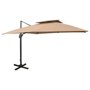 vidaXL Ampelschirm mit Doppeldach 300 x 300 cm Taupe