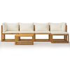 vidaXL 6-tlg. Garten-Lounge-Set mit Auflagen Creme Massivholz Akazie