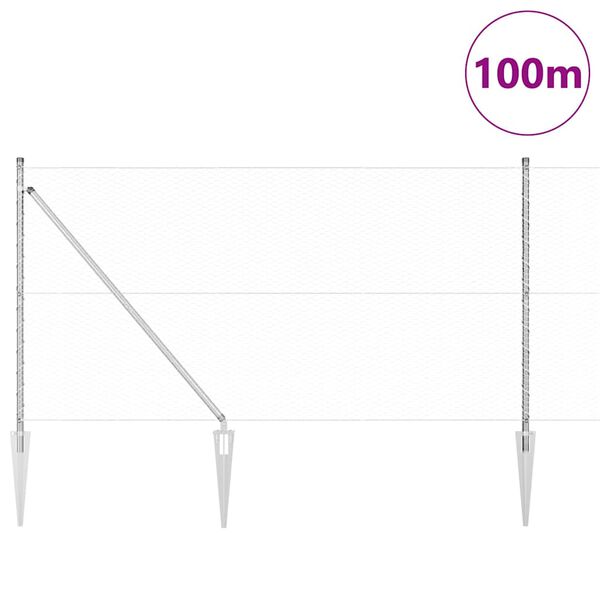 vidaXL Zaunpfosten Silber 100 x 1,2 m (25 mm Netz) Stahl