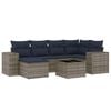 vidaXL 7-teiliges Gartensofa-Set mit Kissen, grau, Polyrattan