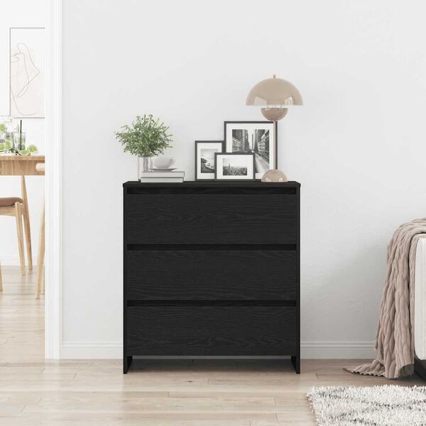 vidaXL Sideboard Schwarz Eichen-Optik 70x41x75 cm Holzwerkstoff