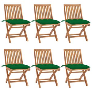 vidaXL Klappst&uuml;hle mit Kissen, 6-teilig, Massivholz Teakholz