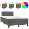 vidaXL Boxspringbett mit Matratze & LED Dunkelgrau 120x200 cm Samt