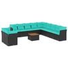 vidaXL 12-tlg. Garten-Sofagarnitur mit Kissen Schwarz Poly Rattan