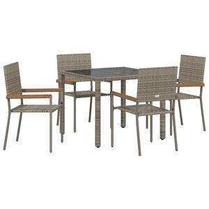 vidaXL Garten Essgruppe 5 pcs Grau Poly-Rattan